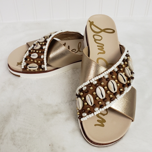 Sam Edelman Shoes - Sam Edelman Audrea Seashell  Beaded Slides Sandals 6.5
